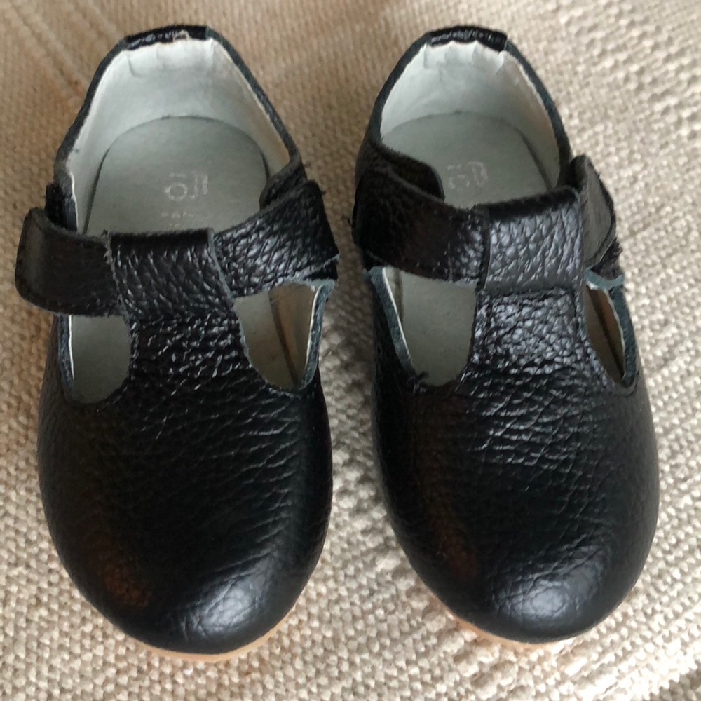 Black Leather t-strap shoes